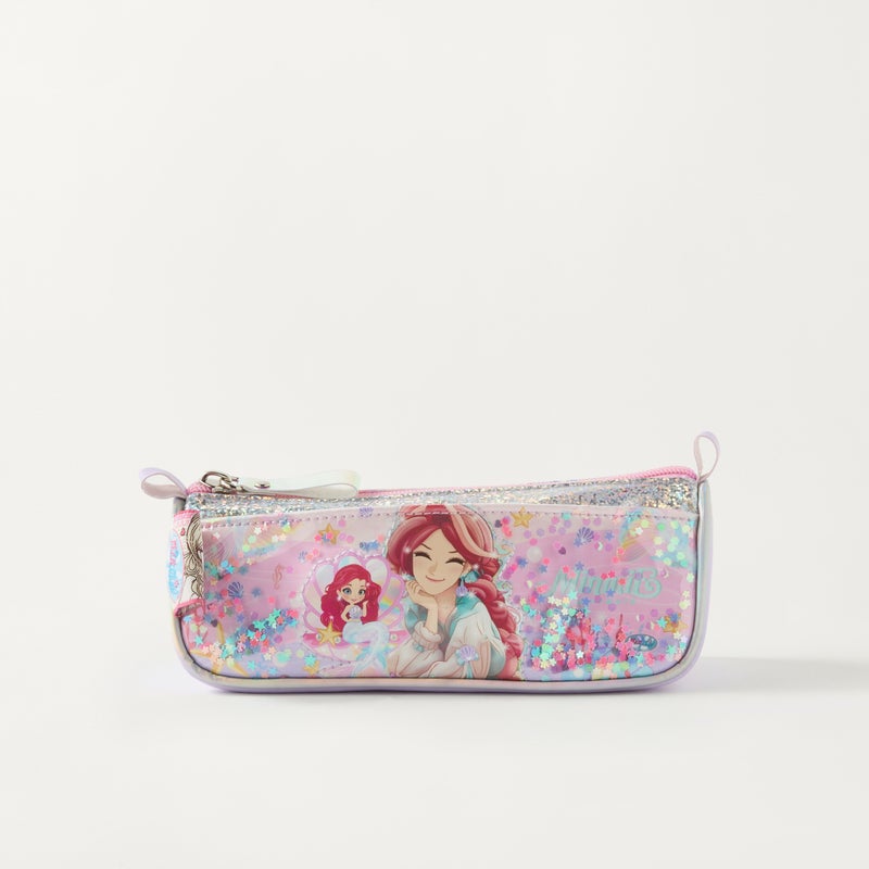 Minmie Mermaid-Pouch-1 Cmprt-Printed (Pvc) Pastel Purple \ 20X8X9 - Image 1